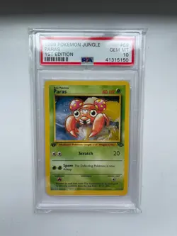 1999 Pokemon Jungle Paras 59/64 1st Edition Non-Holo Card PSA 10 GEM MINT - Image 1