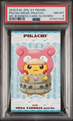 PSA 8 Poncho Pikachu 2015 Slowbro Business XY Promo Japanese Pokemon Card - Image 1