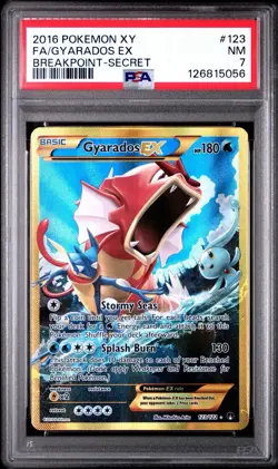 2016 POKEMON XY BREAKPOINT SECRET #123 FULL ART/GYARADOS EX PSA 7 - Image 1
