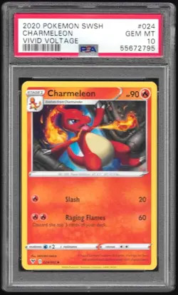 2020 Pokemon SWSH Charmeleon #024 Vivid Voltage PSA 10 - Image 1