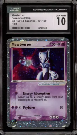 Pokemon Mewtwo ex EX Ruby & Sapphire Holo Ultra Rare #101 CGC 10 Gem Mint - Image 1