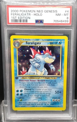 2000 Pokemon Neo Genesis 1st Edition Feraligatr Holo #4 _ WOTC_ PSA 8 - Image 1