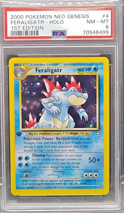 2000 Pokemon Neo Genesis 1st Edition Feraligatr Holo #4 _ WOTC_ PSA 8 - Image 3