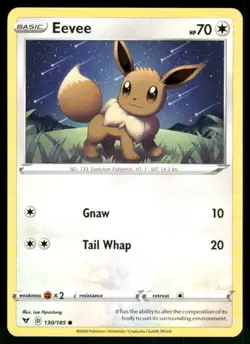 Eevee 130/185 Common Normal NM Pokemon SWSH04: Vivid Voltage - Image 1