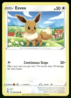 Eevee 205/264 Common Normal NM Pokemon SWSH08: Fusion Strike - Image 1