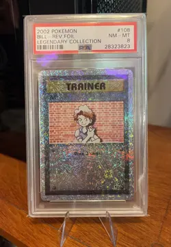 2002 POKEMON LEGENDARY COLLECTION #108 BILL-REVERSE FOIL PSA 8 - Image 1