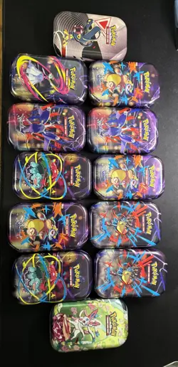 *Empty Tins* Lot Of 12 Pokemon TCG Mini Tins Empty Various Design - Image 1