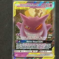 Pokemon Gengar & Mimikyu GX 53/181 Sun & Moon Team Up Holo Ultra Rare - Image 1