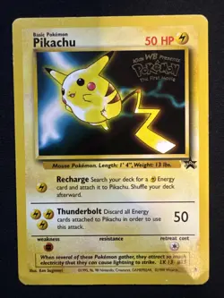 1999 Pokemon TCG Pikachu #4 Black Star Promo WB Kids Movie - Image 1