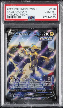 2021 POKEMON SWORD & SHIELD CHILLING REIGN #166 FULL ART/ZERAORA V PSA 10 - Image 1