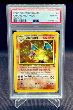 2000 POKEMON GAME CHARIZARD HOLO BASE SET 2 #4/130 PSA 8 - Image 1