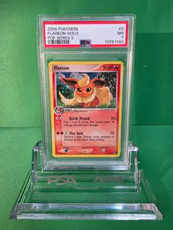 2006 POKEMON FLAREON HOLO POP SERIES 3 2/17 PSA 7 - Image 1