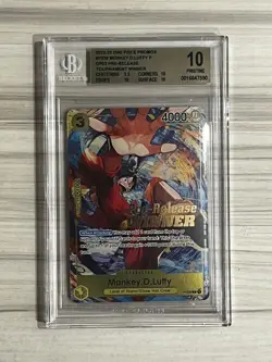 One Piece Card Game Pre Release Winner Monkey D. Luffy P-036 BGS: 10 | Melbou... - Image 1