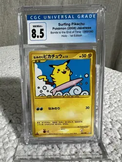 Pokemon Card Surfing Pikachu 089/090 Holo 1st Bonds End of Time CGC 8.5 NM - Image 1