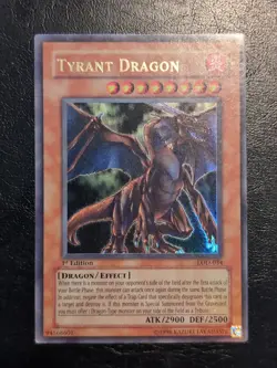 Yu-Gi-Oh! ULTRA RARE CARD TYRANT DRAGON LOD-034 1ST MP - Image 1