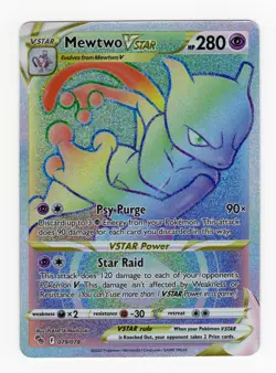 Pokemon Mewtwo VSTAR TCG Rainbow Secret Rare Card 079/078 - Image 1