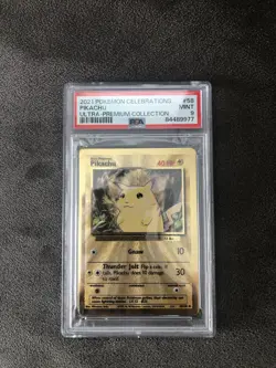 Pokemon Pikachu Gold Metal Card Celebrations PSA 9 - Image 1