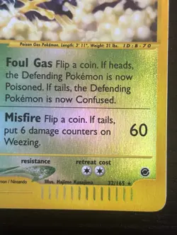 2002 Pokemon TCG Expedition Weezing Reverse Holo Rare 32/165 LP - Image 4