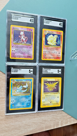 1999 Pokemon Holo Lot - Mewtwo, Ninetales, Vaporeon, Zapdos SGC 4-5 Vintage WOTC - Image 2