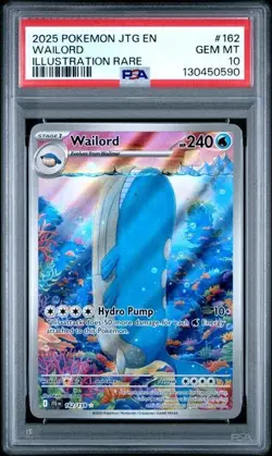 2025 POKEMON JTG EN-JOURNEY TOGETHER #162 WAILORD ILLUSTRATION RARE PSA 10 - Image 1
