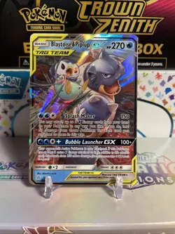 Pokemon TCG Blastoise & Piplup GX Tag Team Cosmic Eclipse 38/236 NM Sun & Moon - Image 1