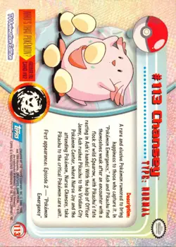 CHANSEY #113 - Blue Logo - NON-HOLO - SERIES 2 - TOPPS POKEMON CARD - LP/P - Image 2