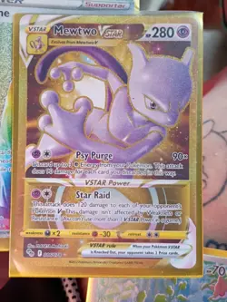 Pokemon Go Gold Mewtwo VSTAR Holo Ultra Rare Card 086/078 Pokemon TCG - Image 1