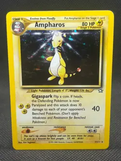2000 Pokemon TCG Card Ampharos Neo Genesis 1/111 Unlimited Holo Rare W/Swirl - Image 1