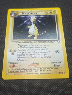 2000 Pokemon TCG Card Ampharos Neo Genesis 1/111 Unlimited Holo Rare W/Swirl - Image 2