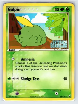 Gulpin 33/100 2006 EX Crystal Guardians Pokemon Card Reverse Holo - Mp - Image 1
