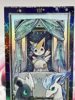 Chinese Pokemon Eif Origins Rare Tarot Card VII The Chariot Victini, Ponyta, Bli - Image 2