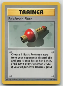 SHADOWLESS Pokemon Card Pokemon Flute Uncommon Base Set (Shadowless) 086/102 vin - Image 1