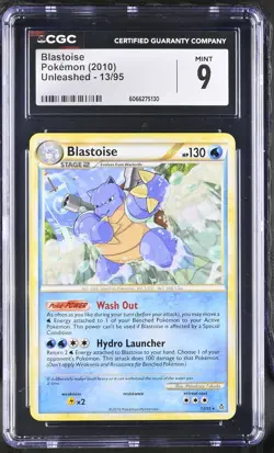 CGC 9 MINT Blastoise 2010 Unleashed 13/95 Pokemon Card - Image 1