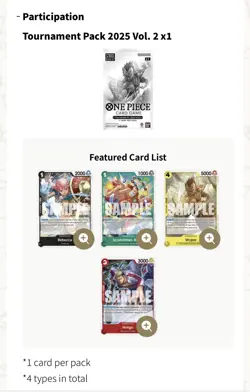 One Piece Card Game Store Tournament Pack 2025 Vol 2 English Sealed TCG - Image 3