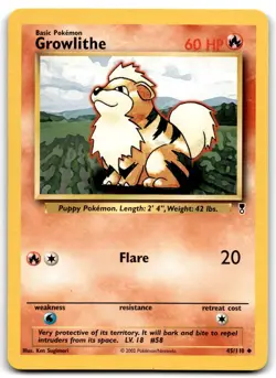 Growlithe 2002 Pokemon Legendary Collection Uncommon #45/110 - LP - Image 1
