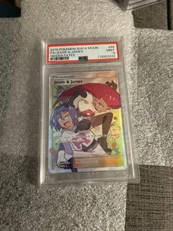2019 POKEMON SUN & MOON HIDDEN FATES #68 FULL ART/JESSIE & JAMES PSA 9 - Image 1