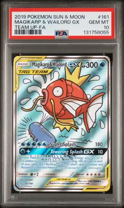 2019 POKEMON SUN & MOON TEAM UP #161 FULL ART/MAGIKARP & WAILORD GX PSA 10 - Image 1