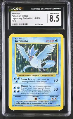 CGC 8.5 Articuno 2002 Legendary Collection 2/110 Holo Pokemon Card - Image 1