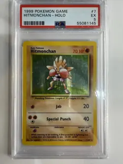 Pokemon TCG Hitmonchan Base Set Holo Unlimited Rare Card 007/102 PSA 5 - Image 2