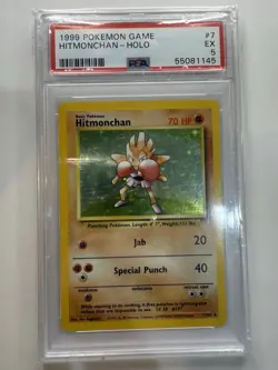 Pokemon TCG Hitmonchan Base Set Holo Unlimited Rare Card 007/102 PSA 5 - Image 3