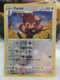 Pokemon TCG Darkness Ablaze Furret Card 136/189 Uncommon Reverse Holo NM - Image 1