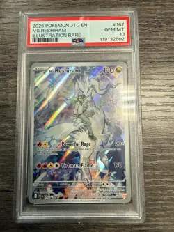 2025 POKEMON JTG EN-JOURNEY TOGETHER ILLUSTRATION RARE #167 N'S RESHIRAM PSA 10 - Image 1