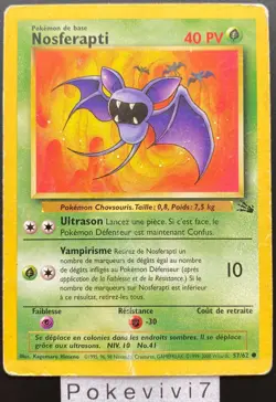 Carte Pokemon NOSFERAPTI 57/62 Commune FOSSILE EDITION 2 Wizards FR OCCASION - Image 1