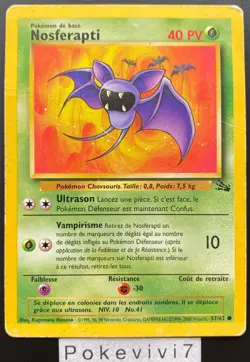 Carte Pokemon NOSFERAPTI 57/62 Commune FOSSILE EDITION 2 Wizards FR OCCASION - Image 1