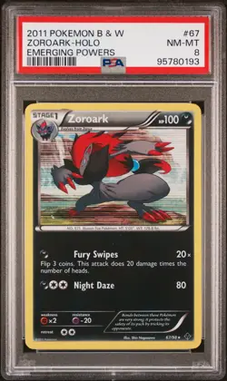 2011 POKEMON B&W EMERGING POWERS #67 ZOROARK-HOLO PSA 8 - Image 1