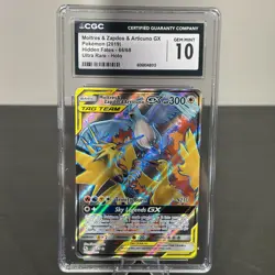 Pokemon TCG Moltres Zapdos Articuno GX Full Art Card 66/68 Hidden Fates CGC 10 - Image 1
