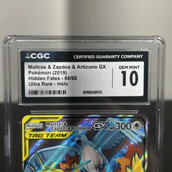 Pokemon TCG Moltres Zapdos Articuno GX Full Art Card 66/68 Hidden Fates CGC 10 - Image 3