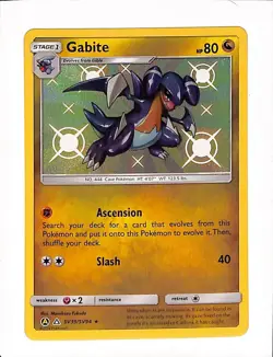 Gabite SHINY HOLO RARE card SV39/SV94 Sun & Moon Hidden Fates 2019 Pokemon TCG - Image 1