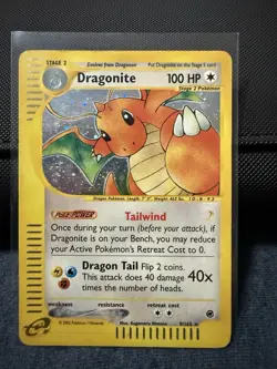 Pokemon TCG Dragonite Holo Rare Card Expedition Base Set 9/165 Heavily Played - Image 1