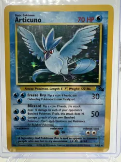 Pokemon Fossil Articuno 2/62 Holo Rare Card Unlimited LP/MP 1999 WOTC - Image 1